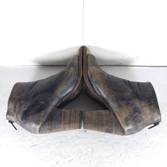 BEDSTU Women's Onset US8,5 Brown Distressed Leather Peep Toe Zip Ankle Booties - Picture 11 of 16